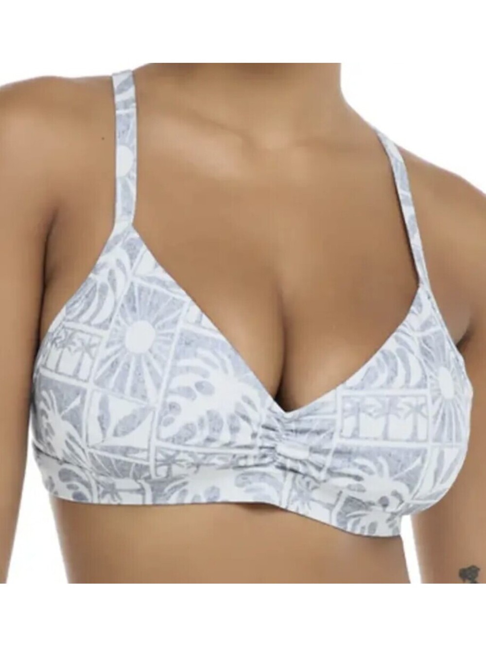 Body Glove Women's Colola Drew Jeans Bikini Top Tie Back Sz. F NEW